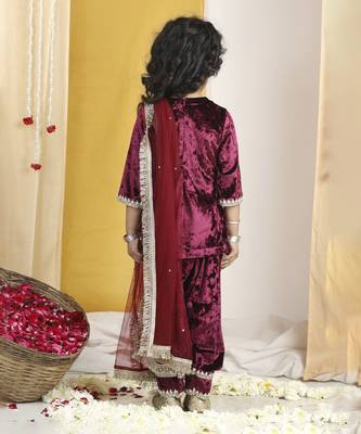 Pearl work on suit with zari  abd salwar with gotta detailing 4