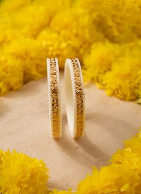 White Gold Fancy Design Bangles 1