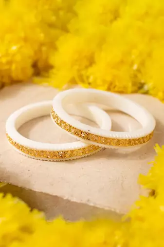White Gold Fancy Design Bangles
