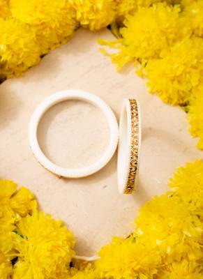 White Gold Fancy Design Bangles 3