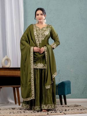 MAHENDI CHINON EMBROIDERY PARTY WEAR SUIT SET  1