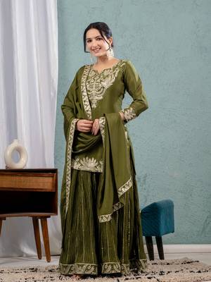 MAHENDI CHINON EMBROIDERY PARTY WEAR SUIT SET  3