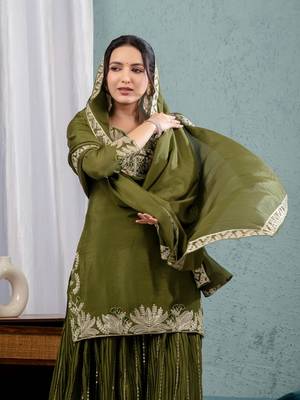 MAHENDI CHINON EMBROIDERY PARTY WEAR SUIT SET  5