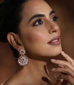 Red polki chandbali earrings