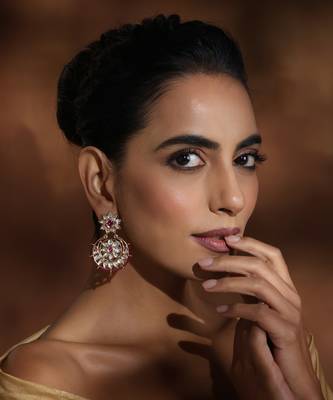Red polki chandbali earrings 2