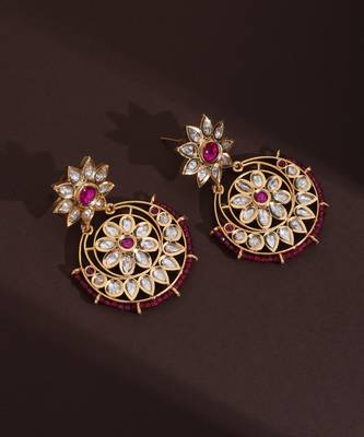 Red polki chandbali earrings 5