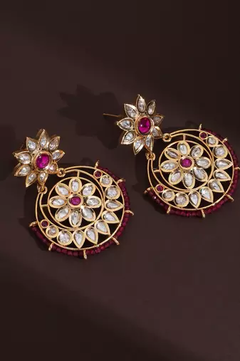 Red polki chandbali earrings