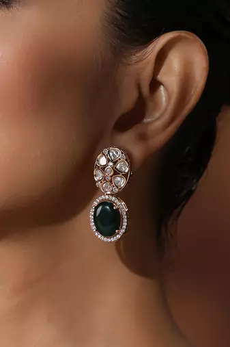 Green polki stud earrings