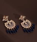 Blue polki chandbali earrings