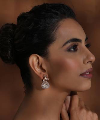 Rose gold polki stud earrings 1