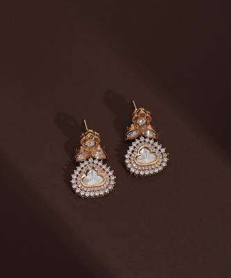 Rose gold polki stud earrings 2