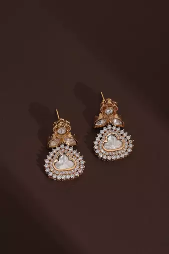 Rose gold polki stud earrings