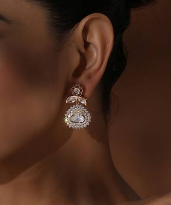 Rose gold polki stud earrings 3