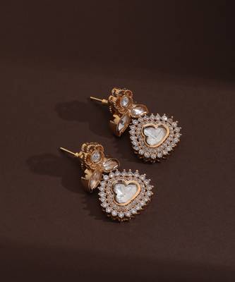 Rose gold polki stud earrings 4