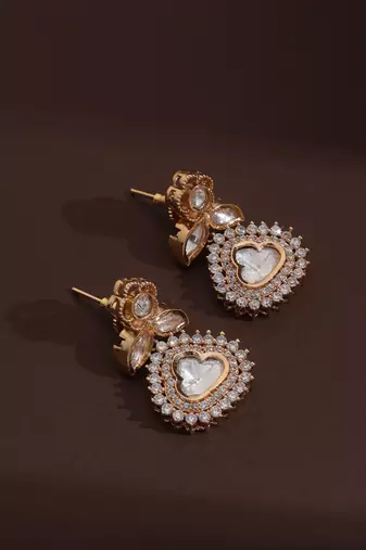 Rose gold polki stud earrings