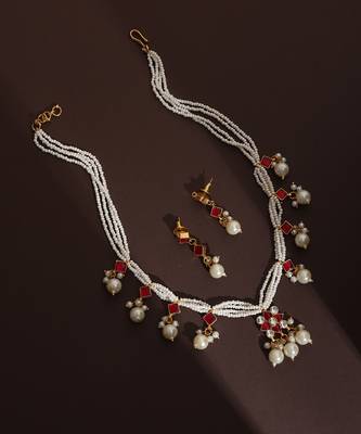 Red gold kundan necklace set 1