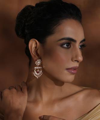 Red polki chandbali earrings 1