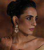 Red polki chandbali earrings