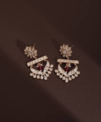 Red polki chandbali earrings 3