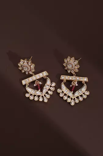 Red polki chandbali earrings