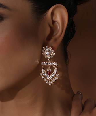 Red polki chandbali earrings 4