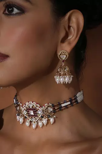 Lavender polki choker set