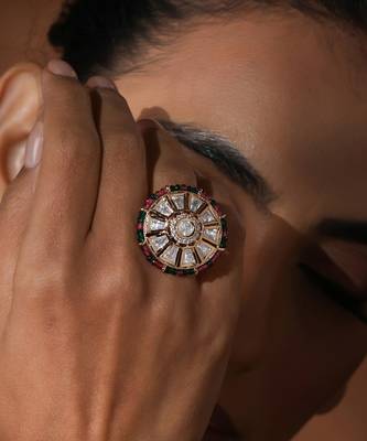 Multicolour polki ring 1