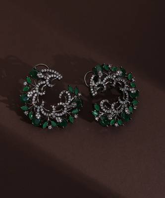 Green zirconia hoop earrings 1