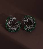 Green zirconia hoop earrings