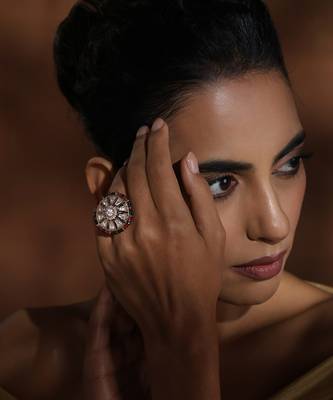 Multicolour polki ring 2