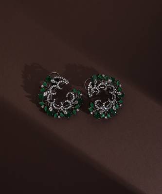 Green zirconia hoop earrings 2