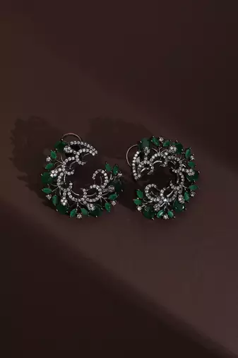 Green zirconia hoop earrings