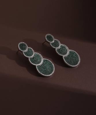 Green zirconia dangler earrings 1
