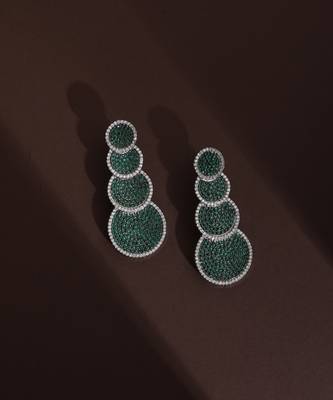 Green zirconia dangler earrings 2