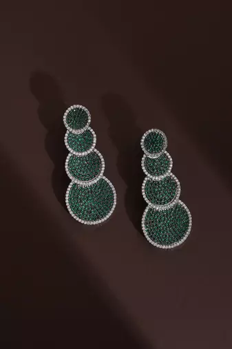 Green zirconia dangler earrings