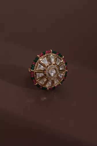 Multicolour polki ring