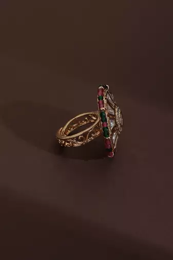 Multicolour polki ring