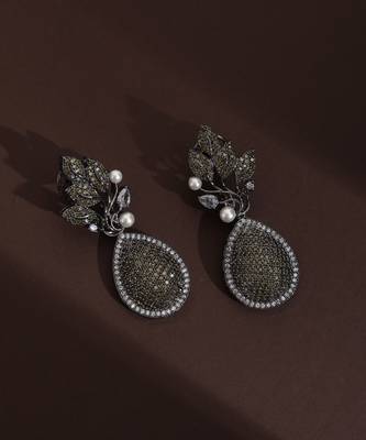 Champagne zirconia dangler earrings 2
