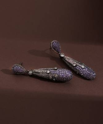 Lavender zirconia dangler earrings 1