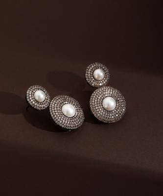 Champagne zirconia dangler earrings 1