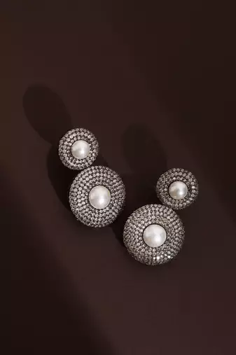 Champagne zirconia dangler earrings