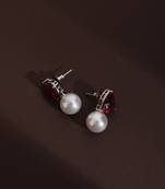 Red zirconia stud earrings