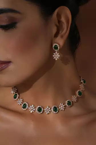 Green zirconia necklace set