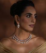 Red rose gold polki necklace set