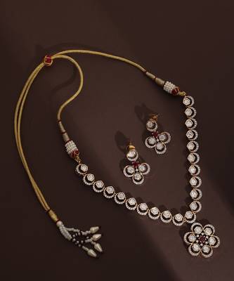 Red polki pendant necklace set 3