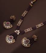 Lavender polki pendant necklace set