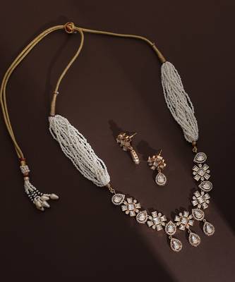 White rose gold polki necklace set 1