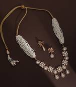 White rose gold polki necklace set
