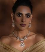 Rose gold polki pendant necklace set