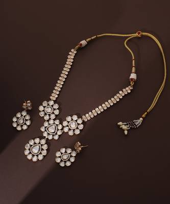 Rose gold polki pendant necklace set 2